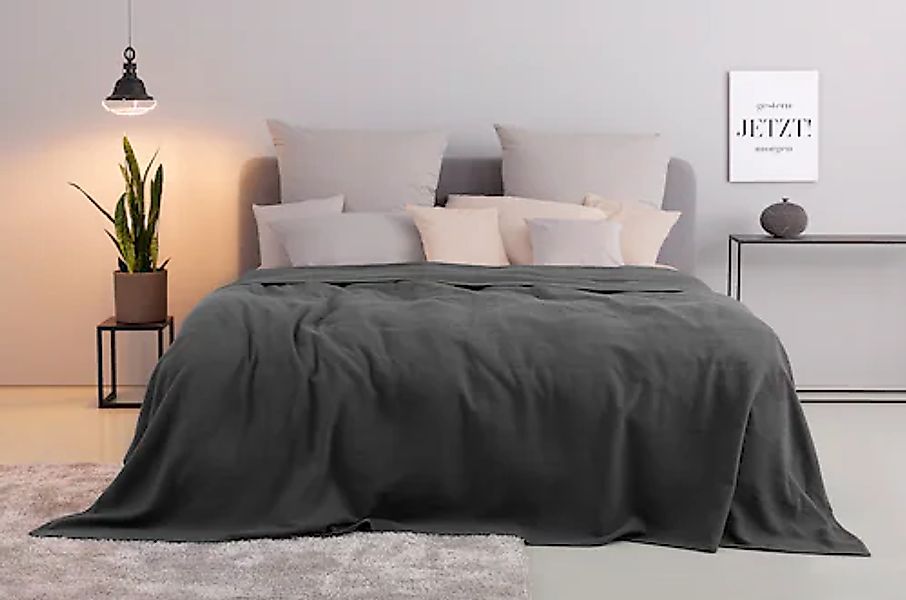 my home Tagesdecke »Mira«, leichte Tagesdecke aus 100% Baumwolle, uni Überw günstig online kaufen