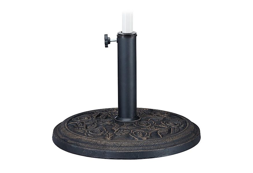 relaxdays Schirmhalter Sonnenschirmständer schwarz-gold Rosen günstig online kaufen