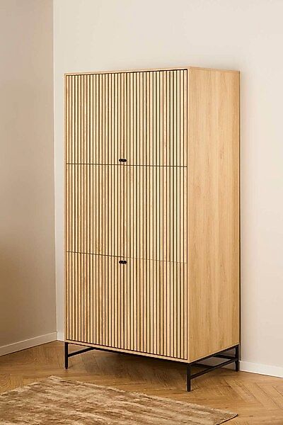 ACTONA GROUP Garderobenschrank "Albany", Eiche-Optik, Lamellenfront, 4 Türe günstig online kaufen