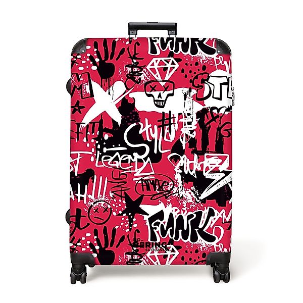 NoBoringSuitcases.com© Hartschalen-Trolley Graffiti-Kunstwerk auf rosa Hint günstig online kaufen