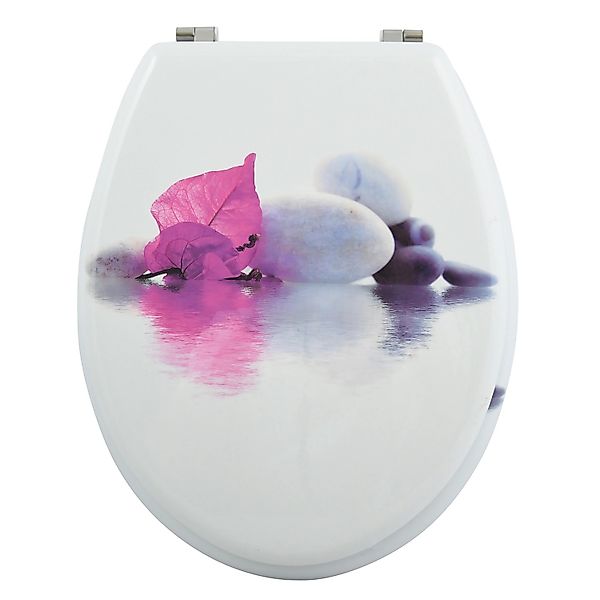 MSV WC-Sitz Borneo MDF 44,5 cm x 36 cm x 5,5 cm Weiß-Pink günstig online kaufen