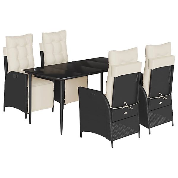 vidaXL 5-Tlg Garten-Essgruppe mit Kissen Schwarz Poly Rattan 3213381 günstig online kaufen