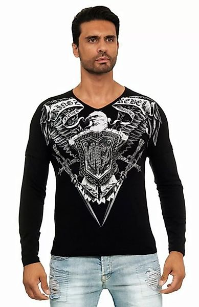 KINGZ Langarmshirt in Body-Fit mit Adler-Motiv günstig online kaufen