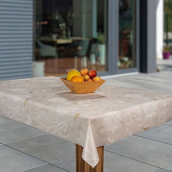 laro Tischdecke Wachstuch-Tischdecken Abwaschbar Blumen beige günstig online kaufen