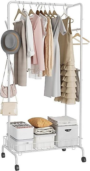GarveeMore Garderobenständer aus Metall mit Rollen und unterem Regal,seitli günstig online kaufen