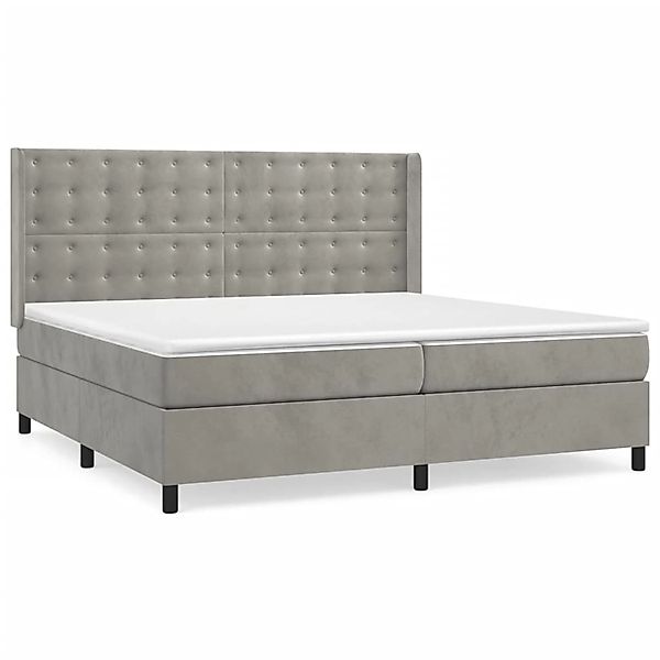 vidaXL Boxspringbett mit Matratze Hellgrau 200x200 cm Samt1367509 günstig online kaufen