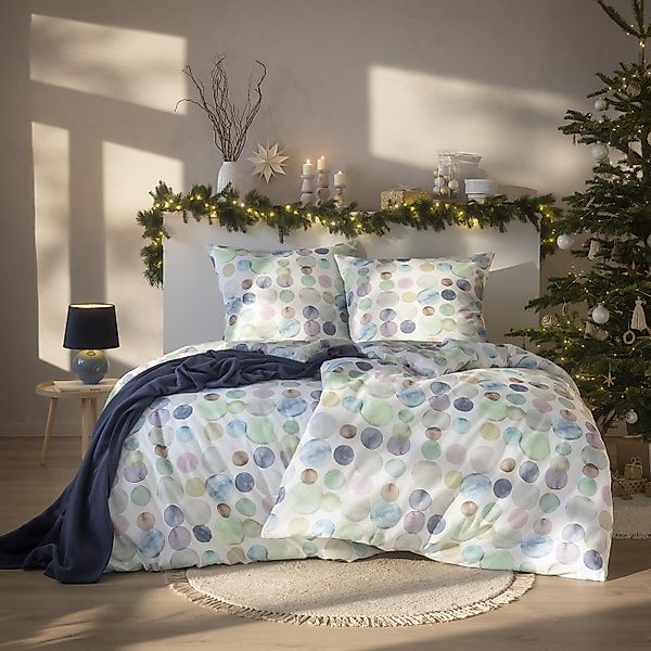 Estella Flanell Bettwäsche Colour Dots 4466-520 Punkte Mint 135x200 günstig online kaufen