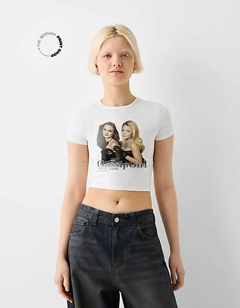 Bershka T-Shirt Gossip Girl Mit Kurzen Ärmeln Damen 10-12 Grbrochenes Weiss günstig online kaufen