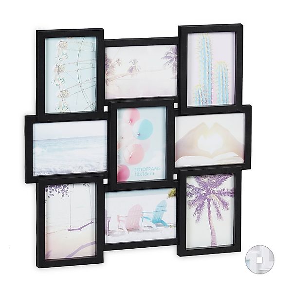relaxdays Collagerahmen Bilderrahmen Collage 9 Bilder, günstig online kaufen