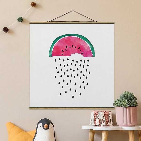 Stoffbild mit Posterleisten Wassermelonen Regen günstig online kaufen