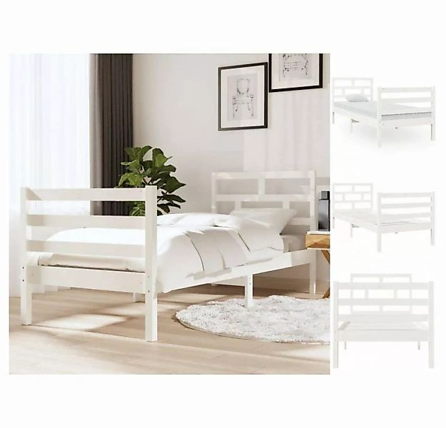 vidaXL Bettgestell Massivholzbett Weiß 75x190 cm 2FT6 Small Single Bett Bet günstig online kaufen