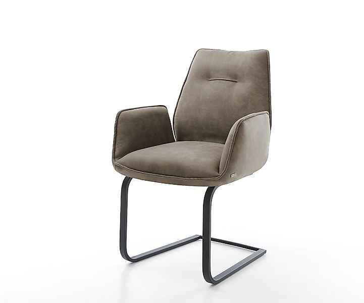 Freischwinger Zoa-Flex Mikrofaser Taupe Vintage Freischwinger flach Schwarz günstig online kaufen