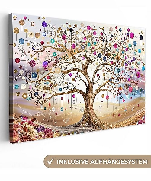 OneMillionCanvasses® Leinwandbild Baum des Lebens - Gold - Bunt - Abstrakt günstig online kaufen