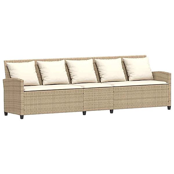 vidaXL Gartensofa 5-Sitzer mit Kissen Beige Poly Rattan 4104115 günstig online kaufen