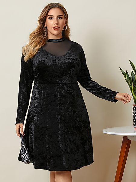 YOINS Plus Größe Rundhalsausschnitt Langarm Midi Kleid günstig online kaufen