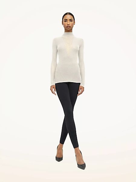 Wolford - Aurora Rib Net Top Long Sleeves, Frau, ecrue, Größe: L günstig online kaufen