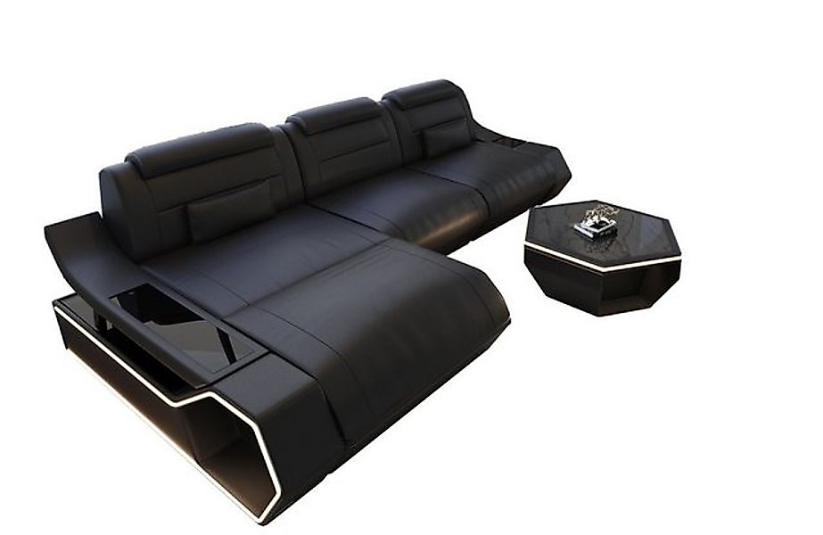 Sofa Dreams Ecksofa Leder Sofa Couch Toscano L Form Ledercouch, LED Beleuch günstig online kaufen