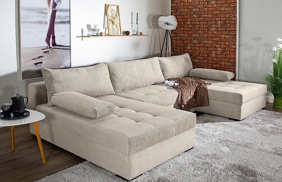 COLLECTION AB Wohnlandschaft "Josy U-Form, B: 307 cm" mit Bettfunktion & Be günstig online kaufen