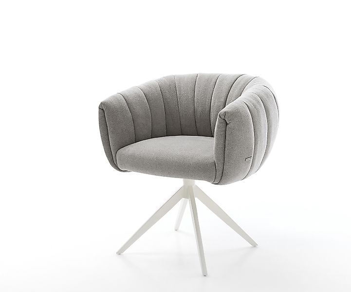 Drehstuhl Jada-Flex Strukturstoff Soft Grau Kreuzgestell breit Weiß 360° dr günstig online kaufen