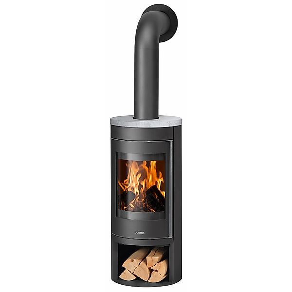 Justus Kaminofen Mino 2.0 Stahl Schwarz mit Speckstein Grau 5 kW günstig online kaufen