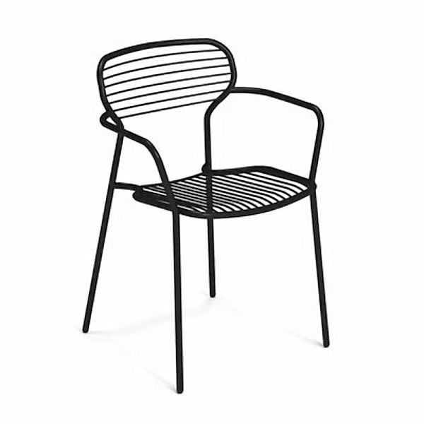 Stapelbarer Sessel Apero metall schwarz / Stahl - Emu - Schwarz günstig online kaufen