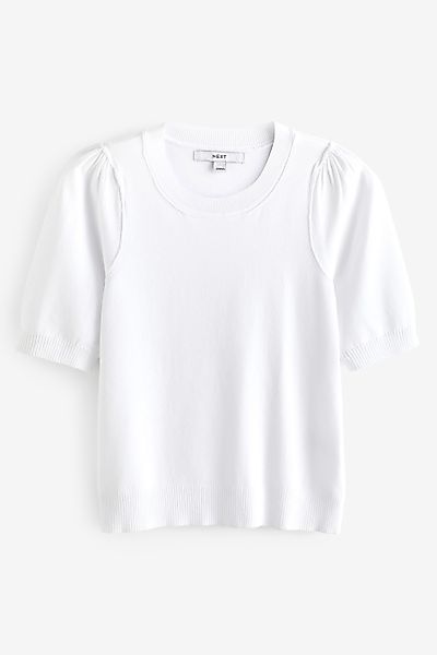 Next T-Shirt Kurzärmliges Strickoberteil mit Rundhals günstig online kaufen