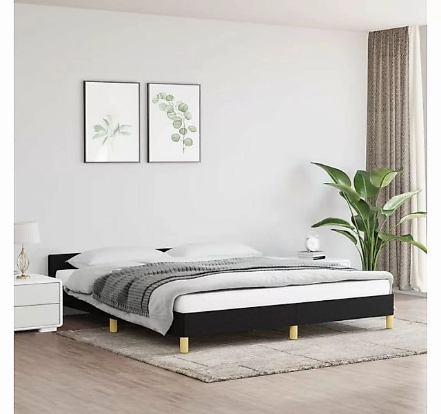 furnicato Bett Bettgestell mit Kopfteil Schwarz 160x200 cm Stoff günstig online kaufen