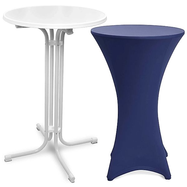 Beautissu Bellini Stehtisch Ø 70cm Weiß mit Stella Stehtischhusse Ø 70cm Bl günstig online kaufen