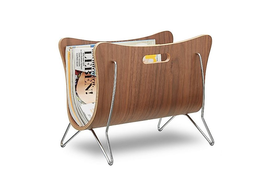 relaxdays Zeitungsständer aus Holz braun geboge günstig online kaufen
