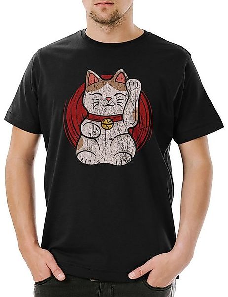 Urban Backwoods Print-Shirt Maneki Neko V Herren T-Shirt Winkekatze Maneki- günstig online kaufen