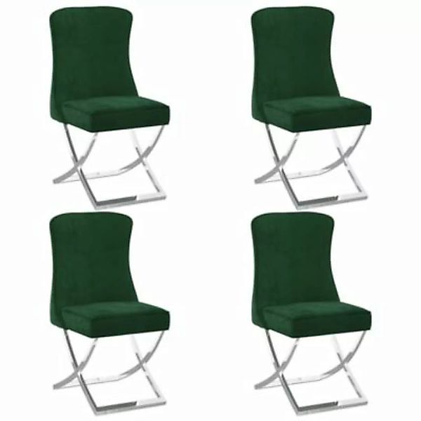 vidaXL Esszimmerstühle 4 Stk. Dunkelgrün 53x52x98 cm Samt & Edelstahl Esszi günstig online kaufen