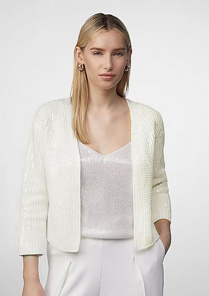 comma Cardigan Strickjacke Kurzer Ripp-Cardigan mit Pailletten günstig online kaufen