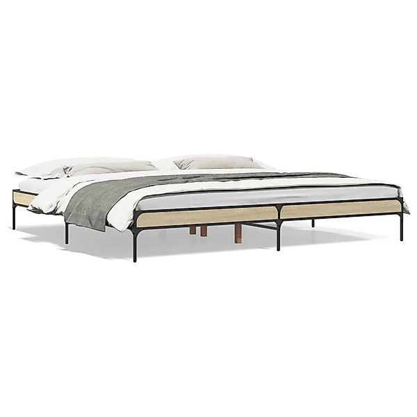 vidaXL Bettgestell Sonoma-Eiche 200x200 cm Holzwerkstoff und Metall 844997 günstig online kaufen