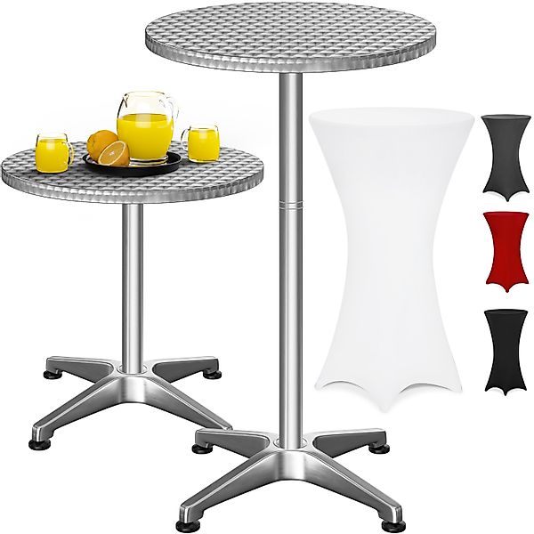 Stehtisch Silber 115x60cm + Stehtischhusse Weiß Ø60cm günstig online kaufen