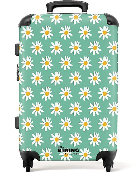 NoBoringSuitcases.com© Hartschalen-Trolley Türkis mit Gänseblümchen 67 günstig online kaufen