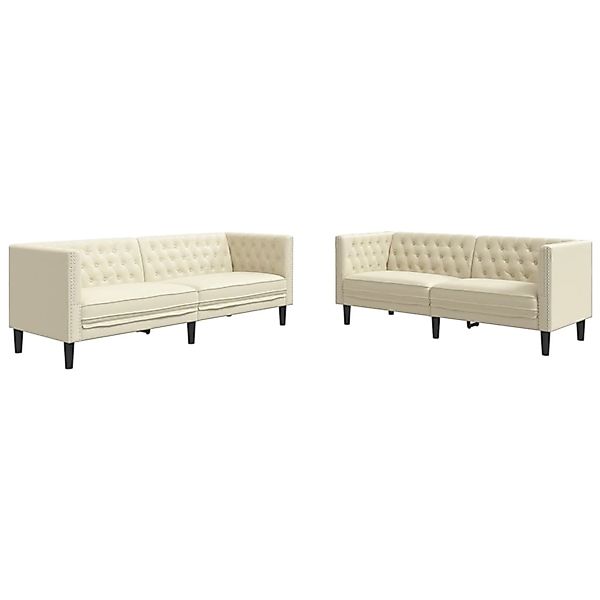 vidaXL 2-Tlg Chesterfield-Sofa-Set Creme Kunstleder 3209275 günstig online kaufen