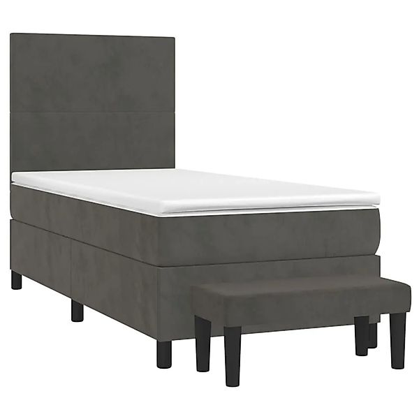 vidaXL Boxspringbett mit Matratze Dunkelgrau 100x200 cm Samt 3137708 günstig online kaufen