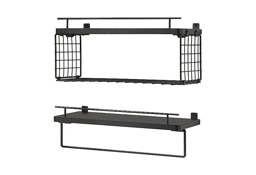 en.casa Badregal, Set 2-tlg., »Vik« mit einem Handtuchhalter Schwarz günstig online kaufen