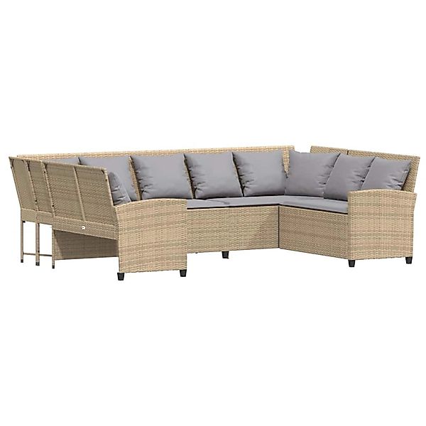 vidaXL Gartensofa mit Kissen Beige Poly Rattan 3365333 günstig online kaufen