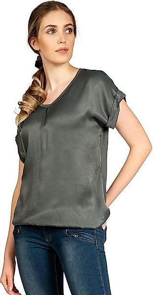 Caspar Shirtbluse BLU026 leichte elegante Damen Seidenglanz Kurzarm Sommer günstig online kaufen