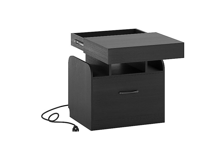 KOMFOTTEU Nachttisch, Nachtkommode mit Geheimfach, Schublade & Ladestation günstig online kaufen