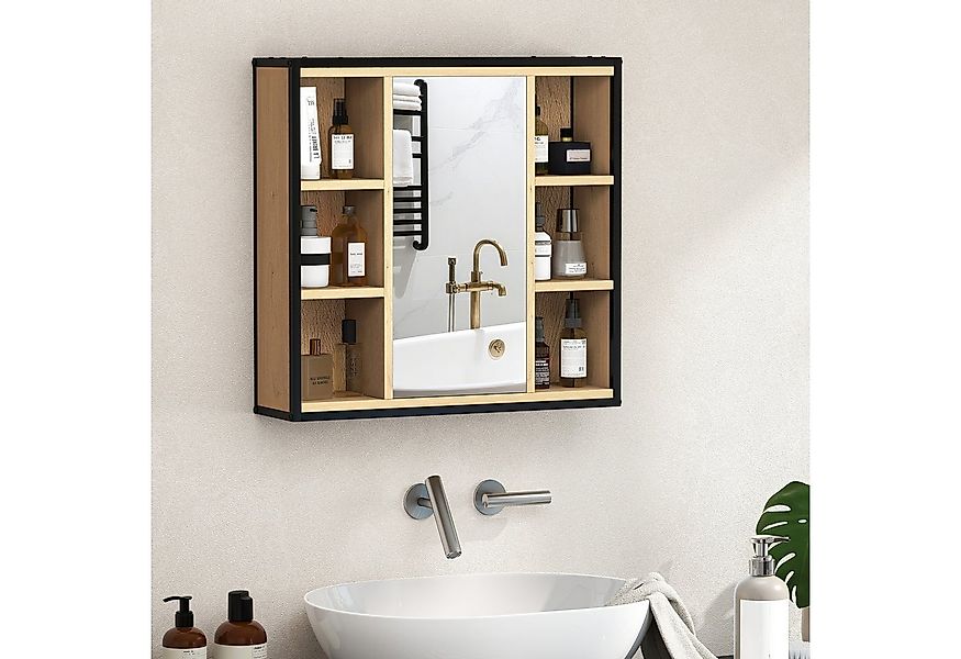 HOMCOM Spiegelschrank mit Spiegel, 6 offenen Fächern (60x16x58,5 cm Badschr günstig online kaufen