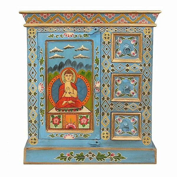 Oriental Galerie Mehrzweckschrank Tibet Wandschrank Blau 77 cm günstig online kaufen