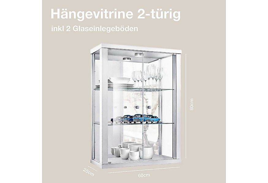 K-Möbel Hängevitrine C1013 (Glasvitrine (80x60x25 cm) mit 2 Glastüren) günstig online kaufen