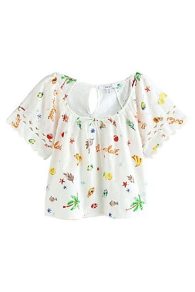 Next Kurzarmbluse Boho-Kurzarmoberteil mit Zackenlitze, Kurzgröße (1-tlg) günstig online kaufen