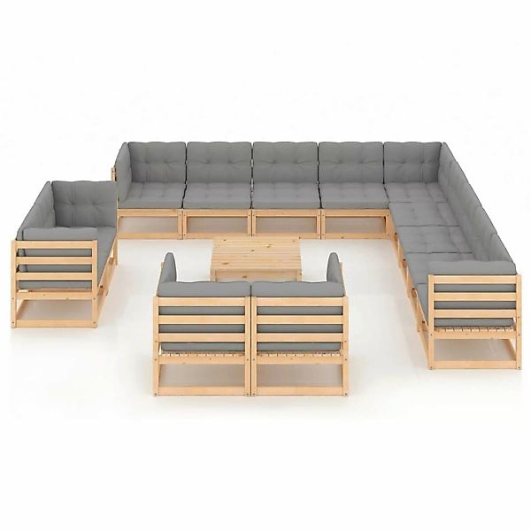 14-tlg. Garten-lounge-set Mit Kissen Massivholz Kiefer günstig online kaufen