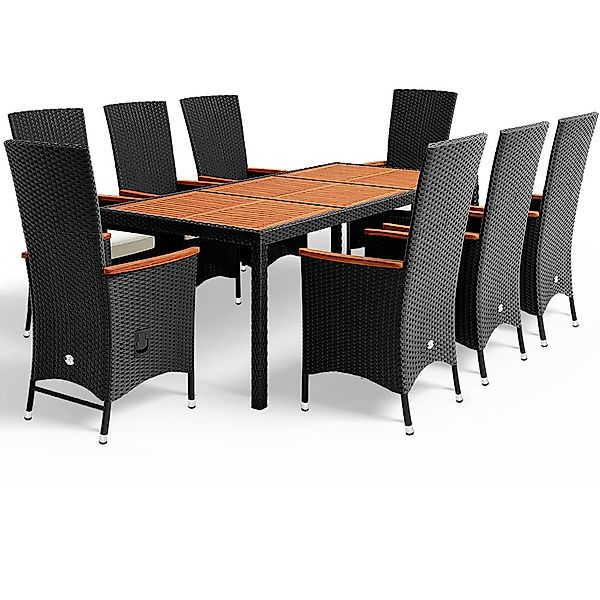 Polyrattan Garten-Sitzgruppe Rio 9-tlg Schwarz verstellbar günstig online kaufen