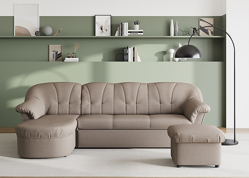 DOMO collection Ecksofa »Pegnitz, elegante Rückensteppung, kompakte Stellma günstig online kaufen