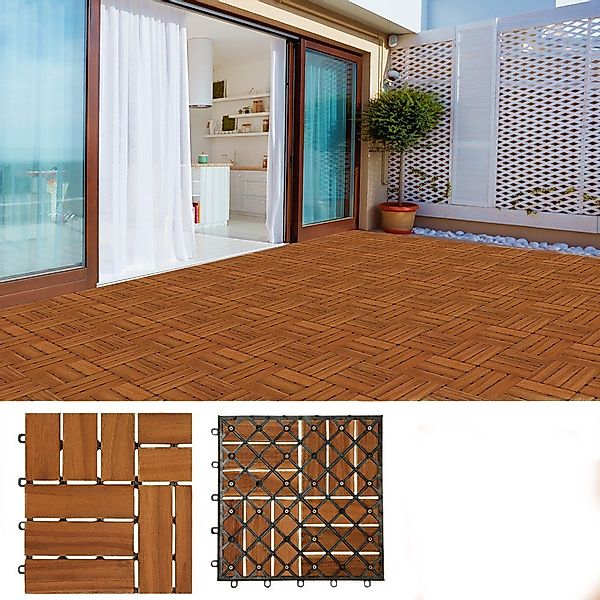 Casaria Holzfliesen Akazie Mosaik, Terrassenfliese 1x günstig online kaufen