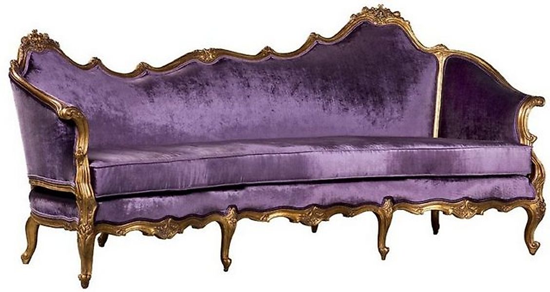 Casa Padrino Sofa Luxus Barock Samt Sofa Lila / Gold - Edles Handgefertigte günstig online kaufen